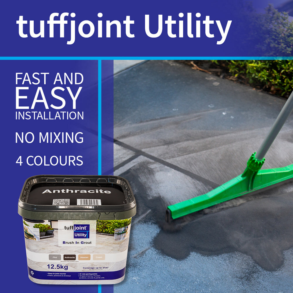 tuffjoint Cementitious Dry-Apply Jointing Mortar, 12.5 kg, for Porcelain, Sandstone, Concrete, Granite (Hessian)